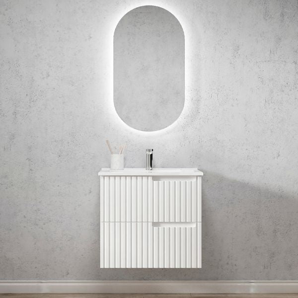 Otti Noosa 600mm Wave Board Wall Hung Vanity with Slimline Ceramic Top