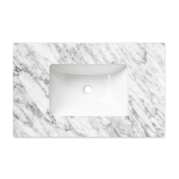 Otti Noosa Wave Board Wall Hung Vanity Natural Carrara Marble Top with Undermount Basin