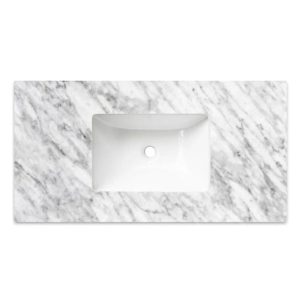 Otti Noosa Wave Board Wall Hung Vanity Natural Carrara Marble Top with Undermount Basin