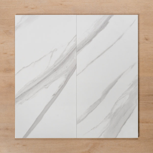 Perisher White Marble Gloss Rectified Ceramic Wall Tile 300x600mm - I ️ ...