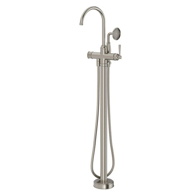 Phoenix Cromford Floor Mounted Bath Mixer with Hand Shower Brushed Nickel 134-7451-40 - The Blue Space