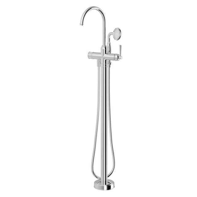 Phoenix Cromford Floor Mounted Bath Mixer with Hand Shower Chrome 134-7451-00 - The Blue Space