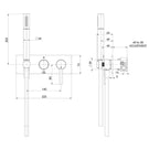 Technical Drawing Phoenix Lexi MKII Wall Shower System Brushed Nickel 123-7490-40 - The Blue Space