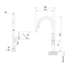 Technical Drawing Phoenix Linq Pull Out Sink Mixer Stainless Steel 133-7120-51-1 - The Blue Space