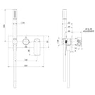 Technical Drawing Phoenix Mekko Wall Shower System Brushed Carbon 115-7490-31 - The Blue Space