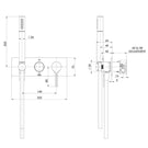 Technical Drawing Phoenix Vivid Slimline Oval Wall Shower System Brushed Gold VV7490-12 - The Blue Space