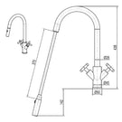 Technical Drawing Suprema Xpress Fit X-Gen Dual Handle Retracable Sink Mixer - Chrome XFIT1010RKM_PS - The Blue Space