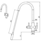 Technical Drawing Suprema Xpress Fit Xssence Dual Handle Retracable Sink Mixer - Chrome XFIT1020RKM_PS - The Blue Space