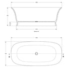 Technical Drawing - 1 Turner Hastings Cambridge 156 TitanCast Bath - Gloss White CA1560TCB-GW - The Blue Space