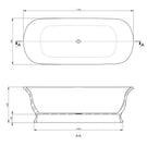 Technical Drawing - 1 Turner Hastings Cambridge 174 TitanCast Bath - Gloss White CA1740TCB-GW - The Blue Space