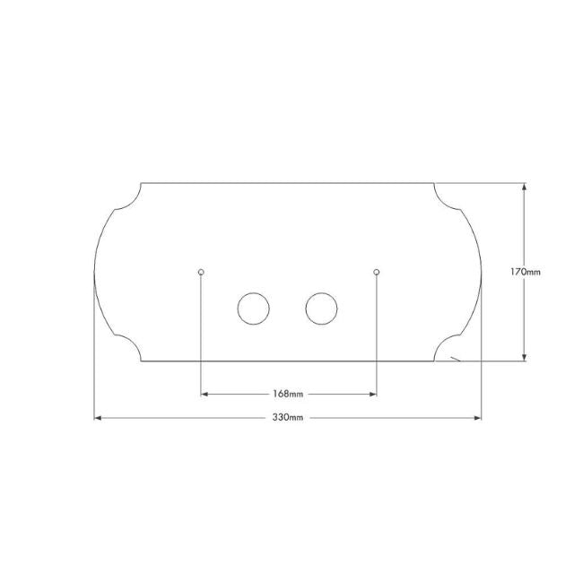 Technical Drawing Turner Hastings Claremont Flush Plate Brushed Brass CL102FP-BB - The Blue Space