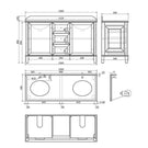 Technical Drawing Turner Hastings Coventry 150x56 Double Vanity with marble top - The Blue Space