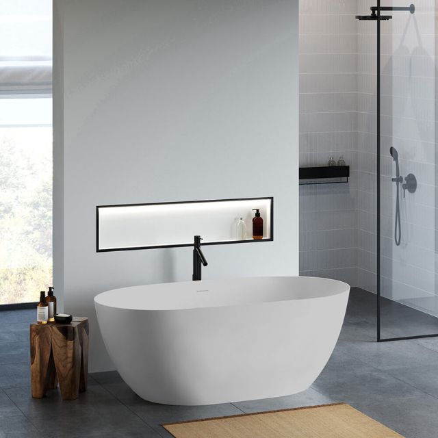 Lifestyle Turner Hastings Narva 1600 MagnaCast Free Standing Bath - Matte White NA1600MCB - The Blue Space