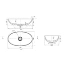 Technical Drawing Turner Hastings Narva 600mm MagnaCast Basin - Matte White NA600BA - The Blue Space