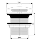 Technical Drawing Turner Hastings TitanCast 40mm Safety Pull-Out Bath Waste - Gloss White