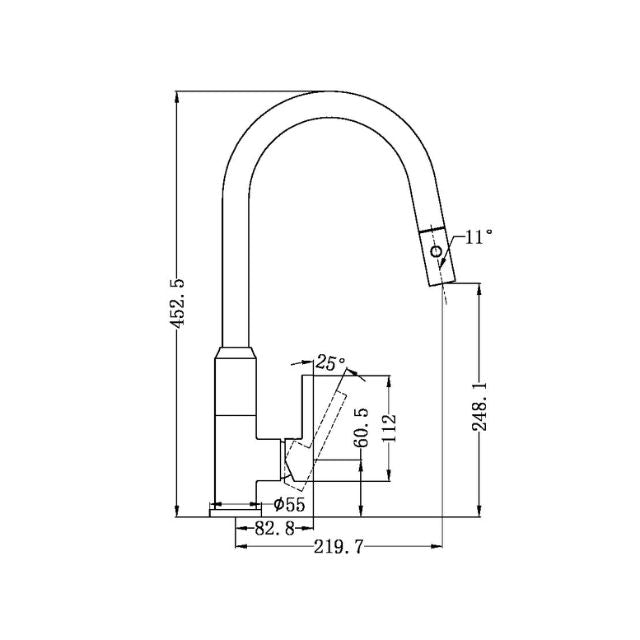 Nero Pearl Pull Out Sink Mixer With Vegie Spray Function Chrome