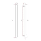 Technical Drawing Thermogroup Brushed Nickel Flat Pill 12V Vertical Single Heated Towel Rail VP900BN - The Blue Space