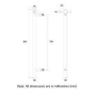 Technical Drawing Thermogroup Thermorail 12 Volt Single Heated Towel Rail - Brushed Bronze VS900HBZ - The Blue Space