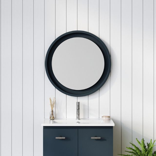 Timberline Brooklyn Mirror 600mm with Navy Blue Satin Frame BRK-M-600-600 | The Blue Space