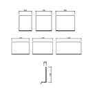 Timberline Essence Mirror - 600mm to 1500mm x 739mm Technical Drawing  | The Blue Space