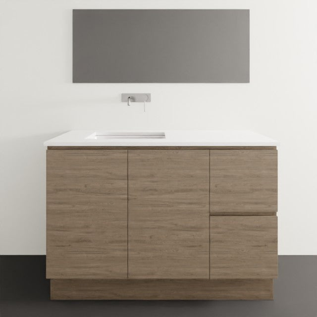 Timberline Nevada Floor Standing Vanity with SilkSurface Top & Under Counter Basin - 1200mm Left Basin NEV-V-1200-L-SSU-F | The Blue Space