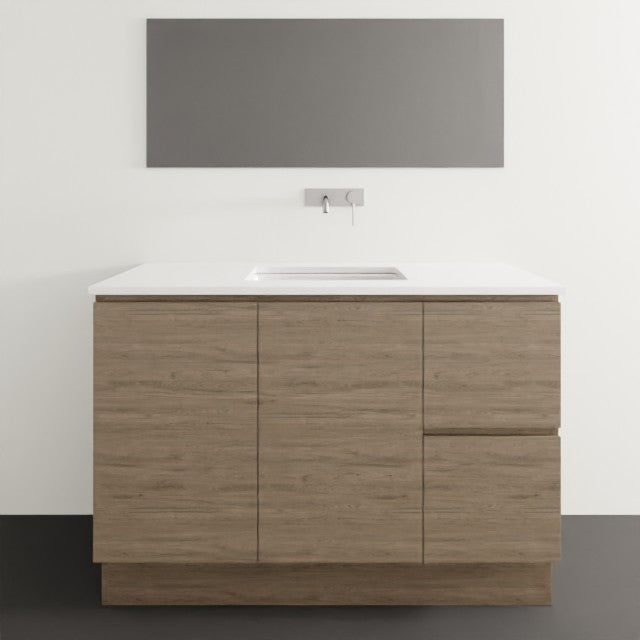 Timberline Nevada Floor Standing Vanity with SilkSurface Top & Under Counter Basin - 1200mm Single Basin NEV-V-1200-C-SSU-F | The Blue Space