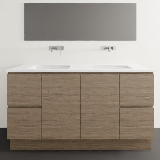 Timberline Nevada Floor Standing Vanity with SilkSurface Top & Under Counter Basin - 1500mm Double Basin NEV-V-1500-D-SSU-F | The Blue Space