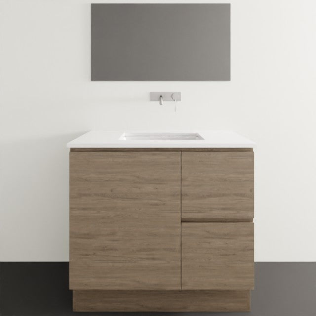 Timberline Nevada Floor Standing Vanity with SilkSurface Top & Under Counter Basin - 900mm Single Basin NEV-V-900-C-SSU-F | The Blue Space