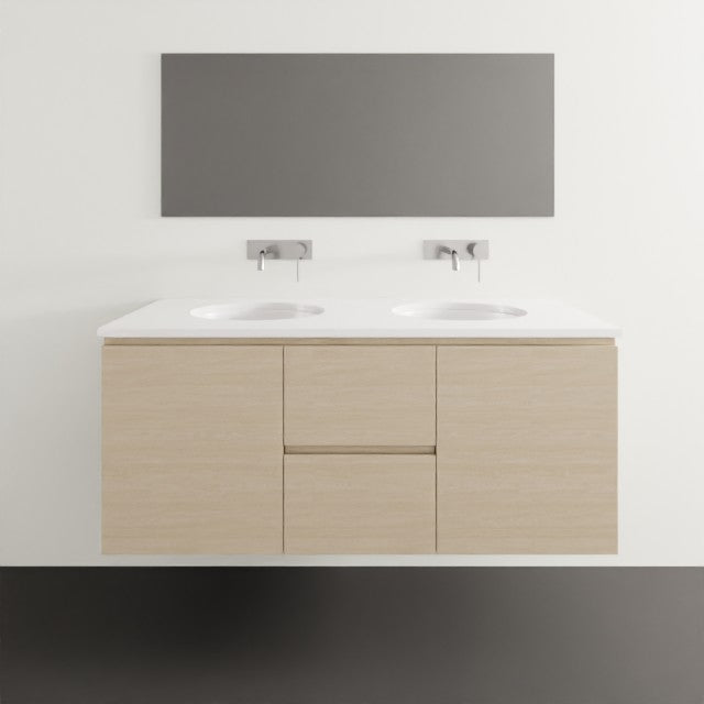 Timberline Nevada Wall Hung Vanity with SilkSurface Top & Under Counter Basin - 1200mm Double Basin NEV-V-1200-D-SSU-W | The Blue Space