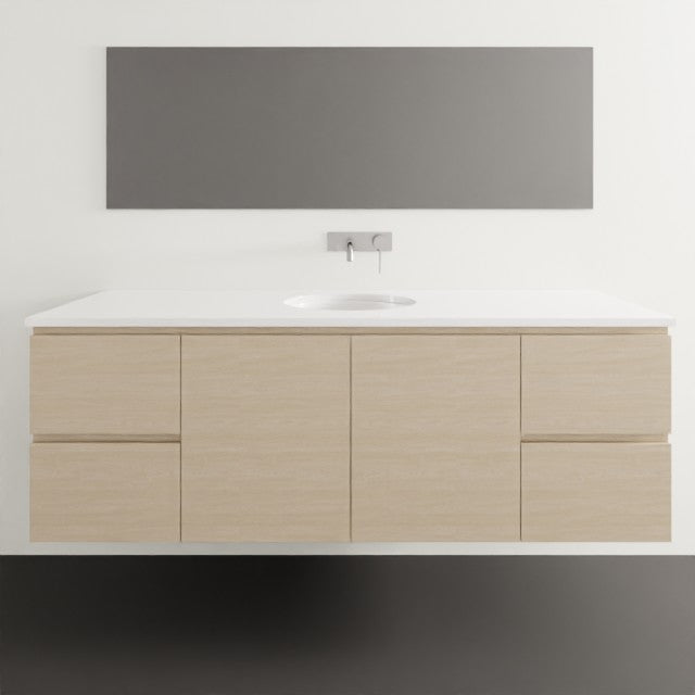 Timberline Nevada Wall Hung Vanity with SilkSurface Top & Under Counter Basin - 1500mm Single Basin NEV-V-1500-C-SSU-W | The Blue Space