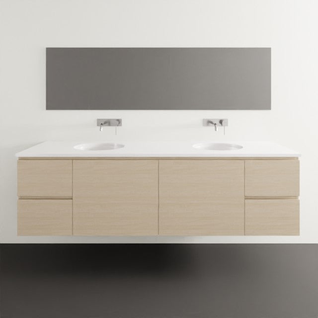 Timberline Nevada Wall Hung Vanity with SilkSurface Top & Under Counter Basin - 1800mm Double Basin NEV-V-1800-D-SSU-W | The Blue Space