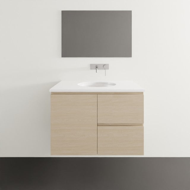 Timberline Nevada Wall Hung Vanity with SilkSurface Top & Under Counter Basin - 750mm Single Basin NEV-V-750-C-SSU-W | The Blue Space