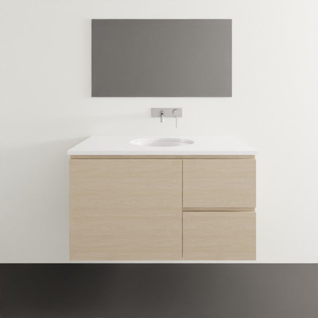 Timberline Nevada Wall Hung Vanity with SilkSurface Top & Under Counter Basin - 900mm Single Basin NEV-V-900-C-SSU-W | The Blue Space