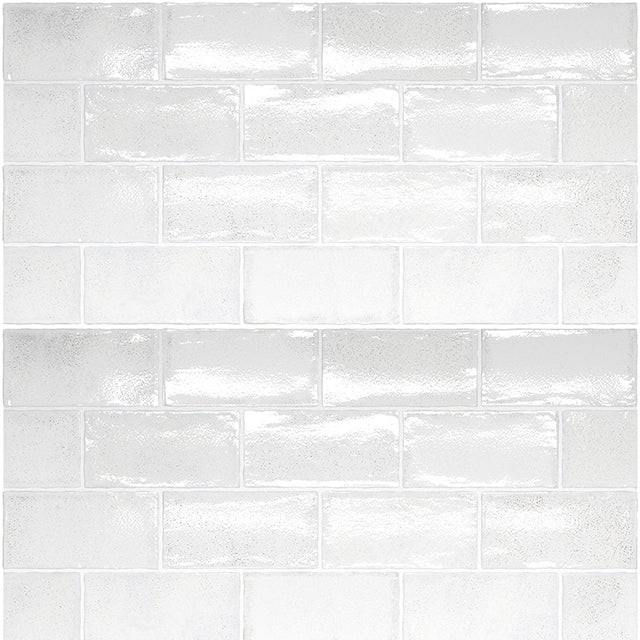 White Dianna Hand Made Subway Tile 75 x 150 x 9mm Spanish Ceramic  | The Blue Space