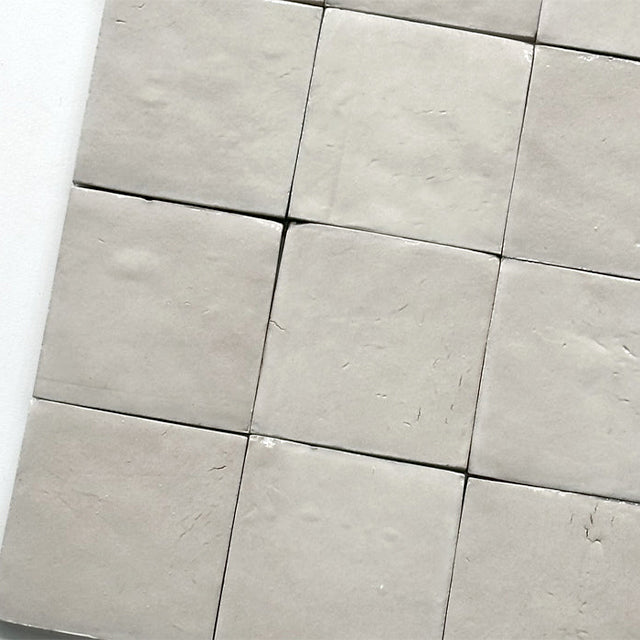 White Evelyn Handmade Zellige 100 x 100 x 12mm  | The Blue Space