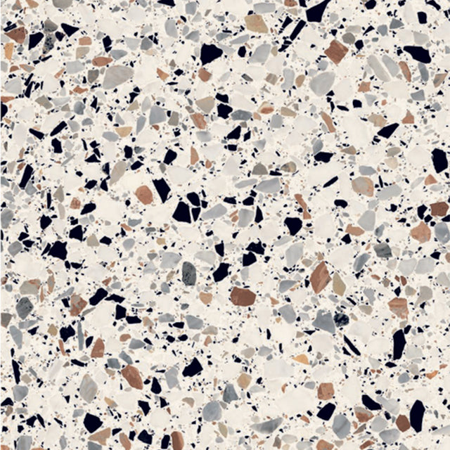 White Theo Terrazzo Tile Matt 200 x 200mm Porcelain  | The Blue Space