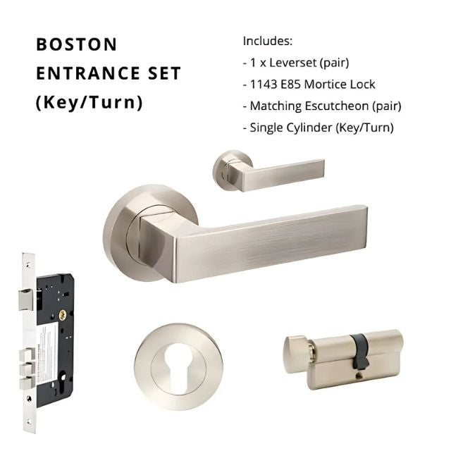 Zanda Boston Entrance Set 70mm Key/Turn Brushed Nickel 10084.4.BN - The Blue Space