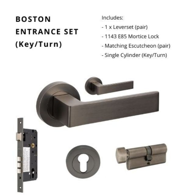 Zanda Boston Entrance Set 70mm Key/Turn Graphite Nickel 10084.4.GN - The Blue Space