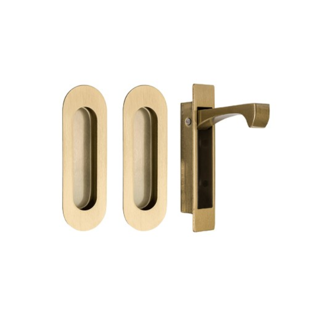 Zanda Duke Flush Pull Kit 120 x 40mm Satin Brass 5260.SB - The Blue Space