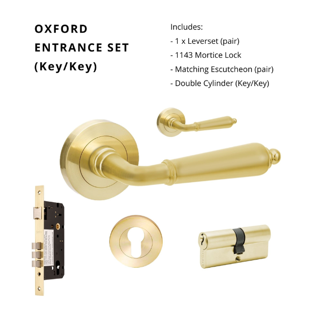 Zanda Oxford Entrance Set 70mm Key/Key Satin Brass 10074.3.SB - The Blue Space