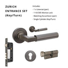 Zurich Entrance Set 70mm Key/Turn Graphite Nickel 9345.E4.GN - The Blue Space