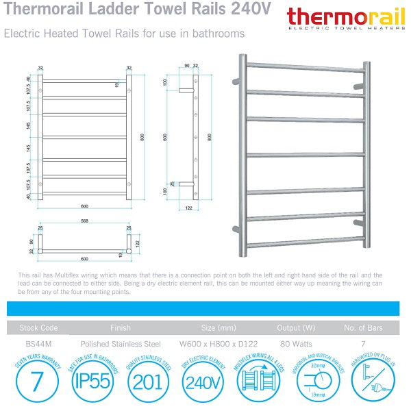 Heated towel rail height hot sale