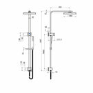 Technical Drawing: Chao Twin Exposed Rail Shower System Brass Head Chrome