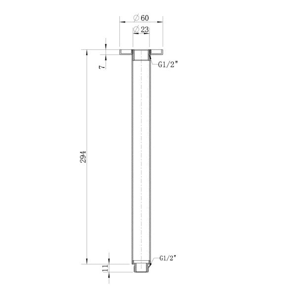 Technical Drawing: Star Round Ceiling Arm Brushed Bronze