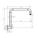 Technical Drawing: Star High Rise Shower Arm Round 350mm Matte Black