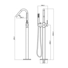 Technical Drawing: Freestanding Bath Mixer Brushed Bronze