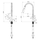 Technical Drawing: Star Mini Spring Pull Out Kitchen Mixer Black