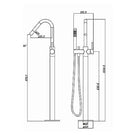 Technical Drawing: Star Round Floor Mixer with Hand Shower Chrome