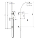 Technical Drawing: Eva Twin Exposed Rail Shower System Chrome