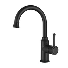 Modern National Montpellier High Rise Goose Neck Basin Mixer Black | The Blue Space